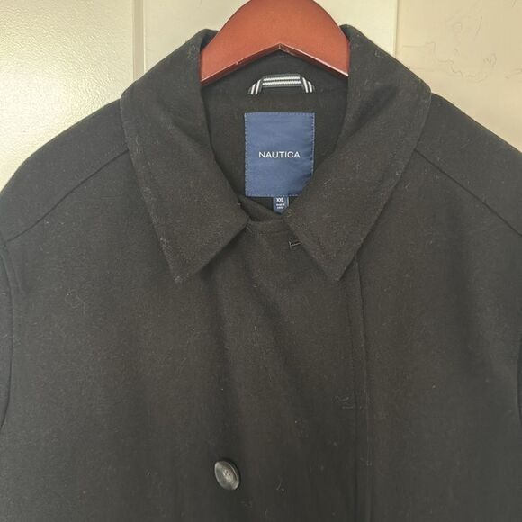 NAUTICA Classic Wool Blend Black Coat Men’s Size XXL Button Up Lined Peacoat - Picture 9 of 12